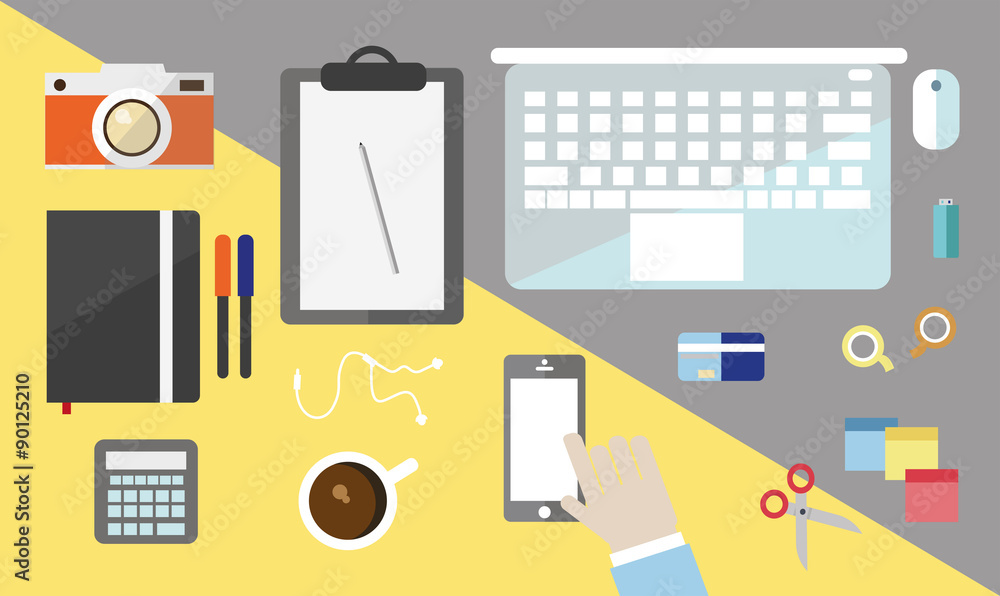 Flat Design vector illustration - workspace icon set Flat Design vector illustration - workspace icon set