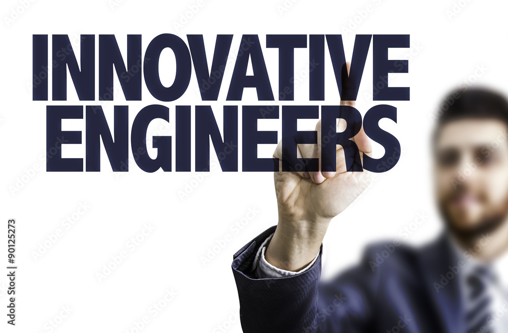 Businessman pointing the text: Innovative Engineers Businessman pointing the text: Innovative Engineers