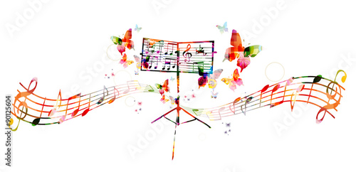 Colorful music stand with butterflies