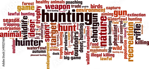 Hunting word cloud concept. Vector illustration