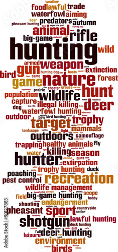 Hunting word cloud concept. Vector illustration