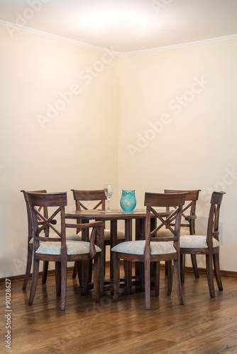 Interior of a modern wooden dining room