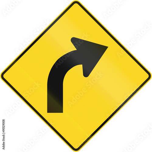 Free Download Canadian road warning sign - Right curve ahead. This sign is used in Quebec - GFXLoad