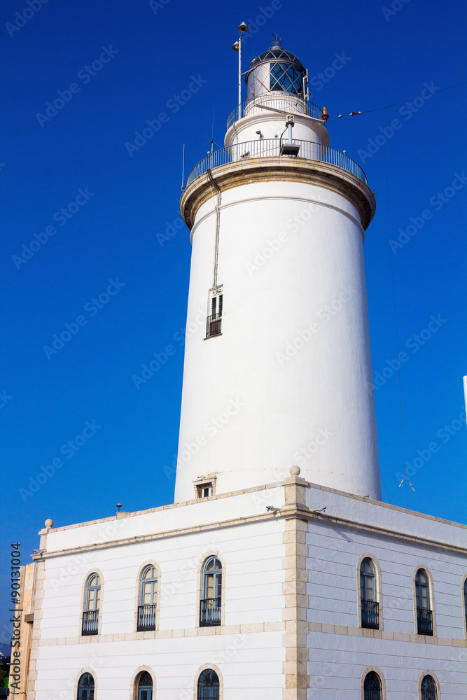 famous lighthouse of la Malagueta in Malaga Spain