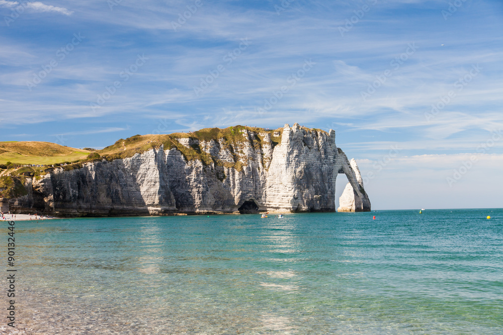 Etretat cliff, natural arch Normandy, France, Europe.