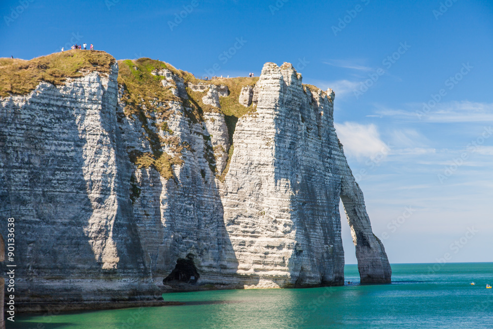Etretat cliff, natural arch Normandy, France, Europe.