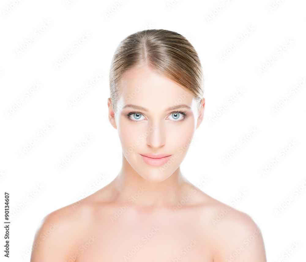 Beautiful young woman with smooth skin on isolated background. Beautiful young woman with smooth skin on isolated background.