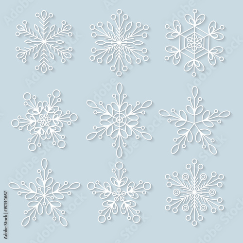 Snowflakes set. Background for winter and christmas theme. 