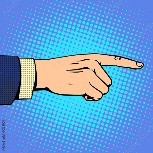 Hand pointing finger man
