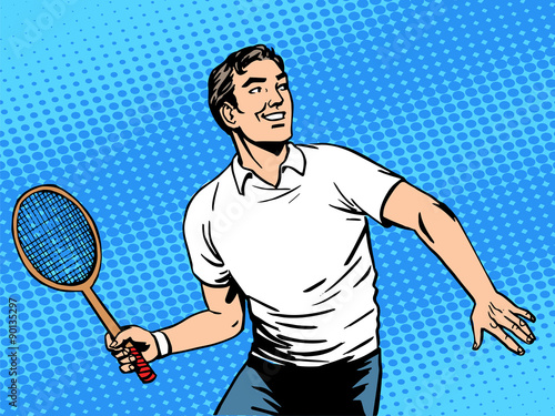 Handsome man playing tennis