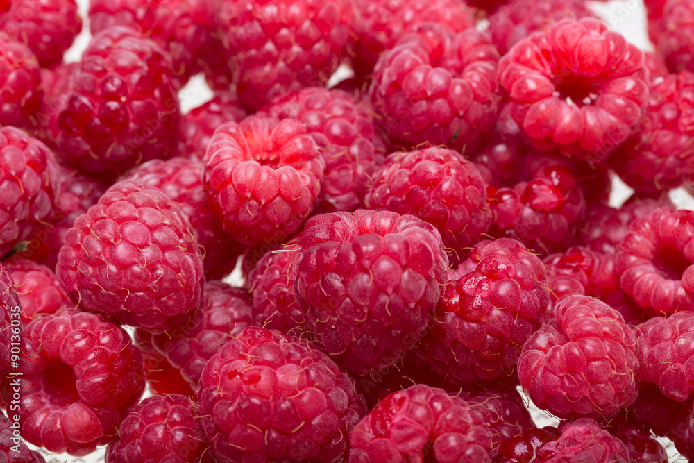 A beautiful selection of freshly picked ripe red raspberries. A beautiful selection of freshly picked ripe red raspberries.