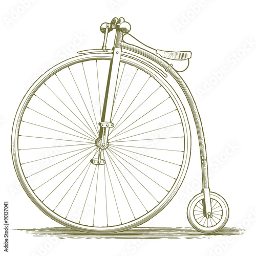 Woodcut Vintage Bicycle Drawing