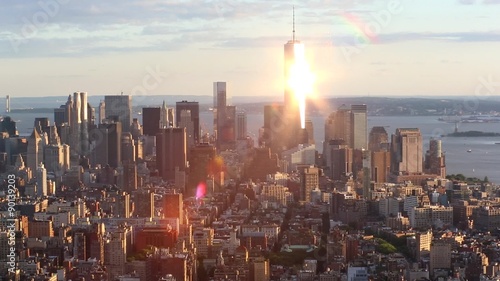 Freedom Tower sunset with reflected glare