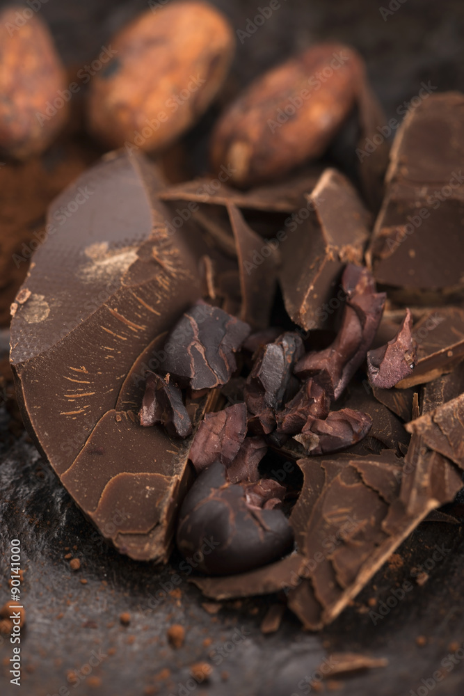 Chopped chocolate with cacao Chopped chocolate with cacao