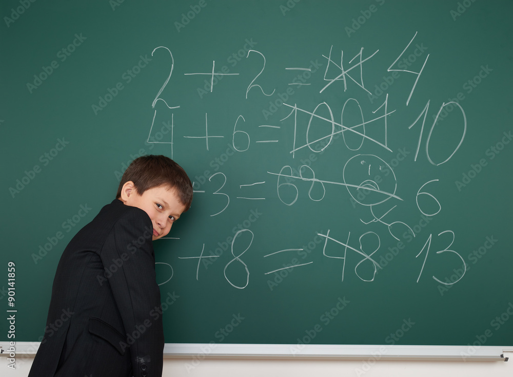 © soleg - School boy solve math on school board