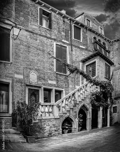 Venetian building in black and white #90143092