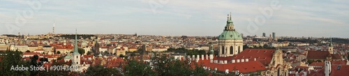 St. Nicholas Church and Charles Bridge viewed from Prague Castle (Czech Republic).