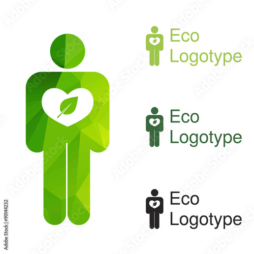 green ecology logo or icon, nature logotype of hum