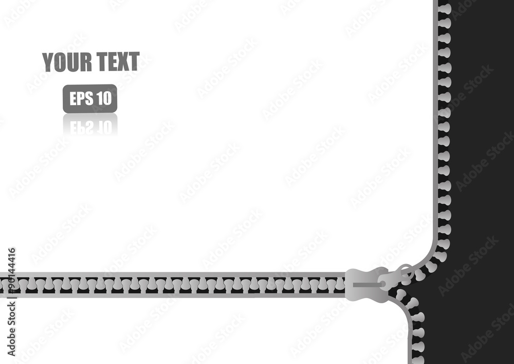 Fototapeta premium 640 Gray zipper on white background