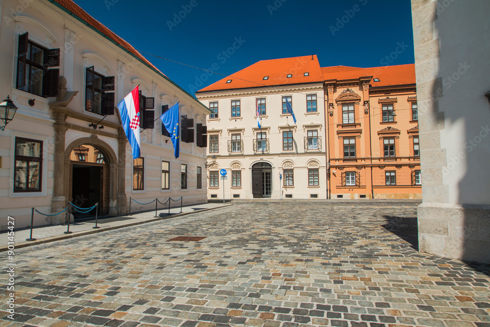     Historic buildings on St Mark's Square in Zagreb, Croatia 