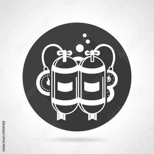 Black round vector icon for aqualung