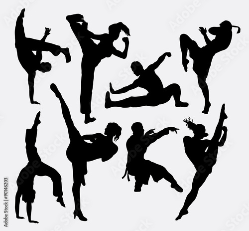 Kungfu martial arts silhouettes