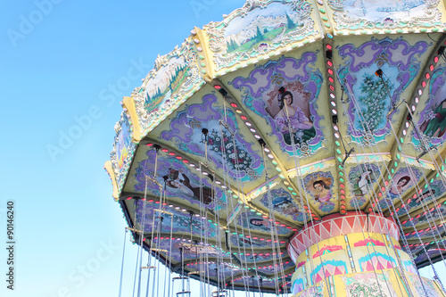 Carousel swing ride close up photo