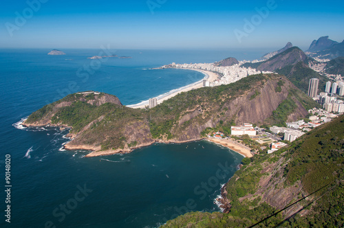 Fototapeta Naklejka Na Ścianę i Meble -  Rio de Janeiro with Copacabana, Buildings, and Mountains