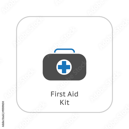 First Aid Kit Symbol and Medical Services Icon. Flat Design.