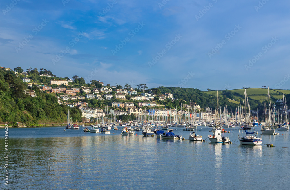 Boats Moored on the Dart Estuary at Kingswear and Dartmouth, Devon, United Kingdom