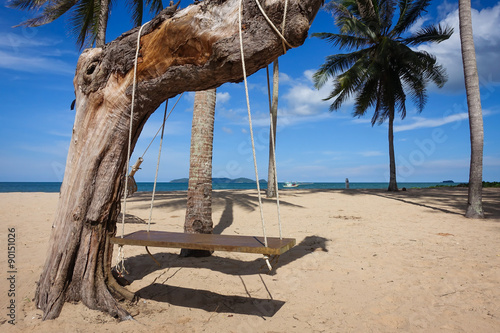 Swing with sand on the beautiful beach