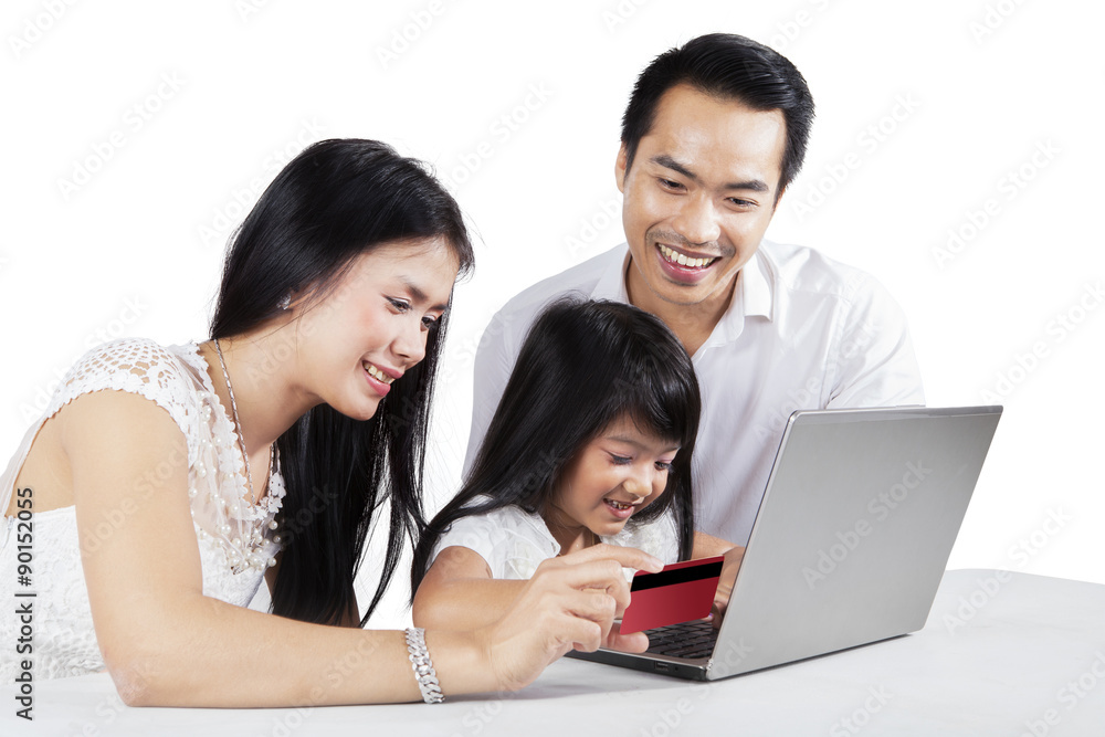 Asian family buying online Asian family buying online