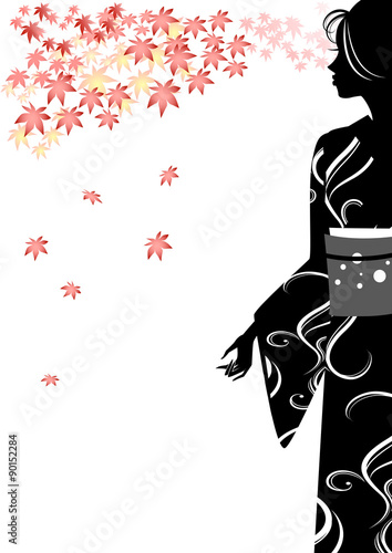 着物　女性　シルエット