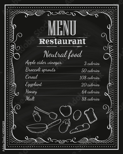 Blackboard restaurant hand drawn chalkboard frame vintage menu l