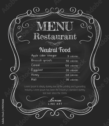 Restaurant menu blackboard vintage hand drawn frame label vector