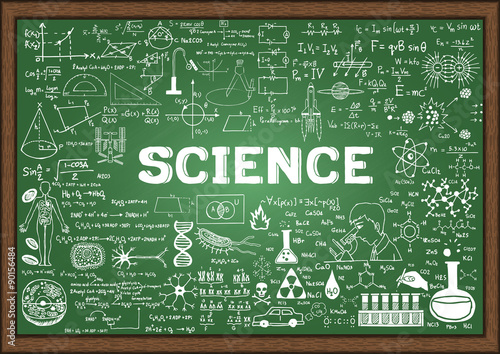 Hand drawn science on chalkboard