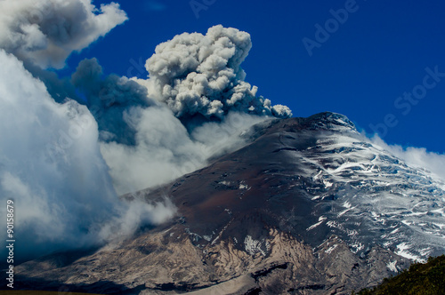 Active Cotopaxi volcano erupting