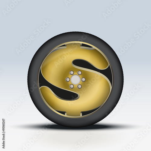 Car wheel in the form of a dollar sign