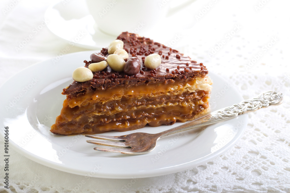 Wafer cake with caramel filling Wafer cake with caramel filling