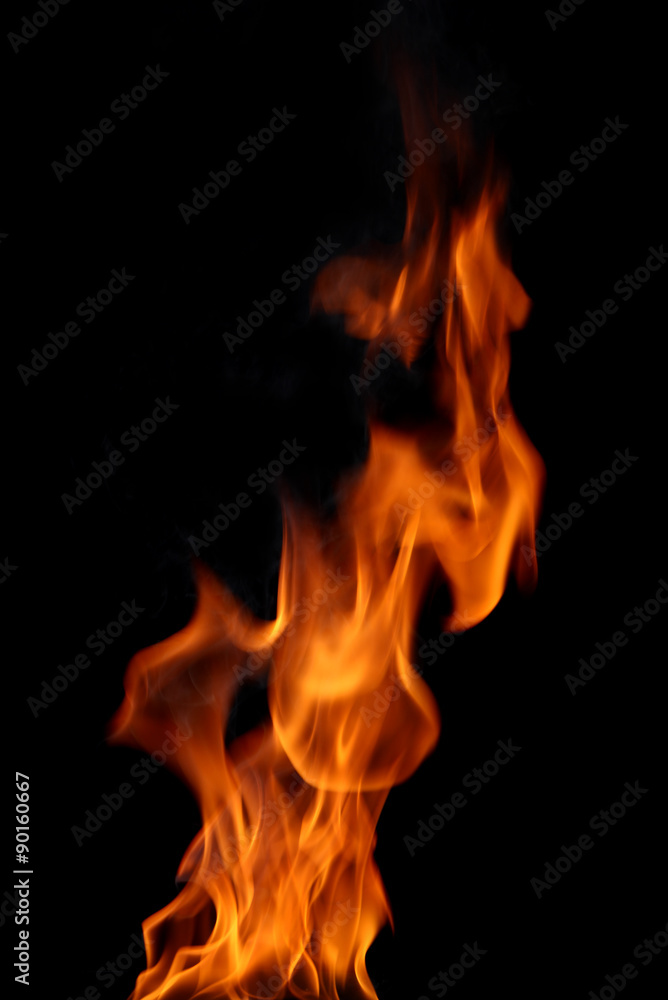Fire flames on a black background Fire flames on a black background