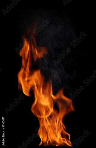 Fire flames on a black background