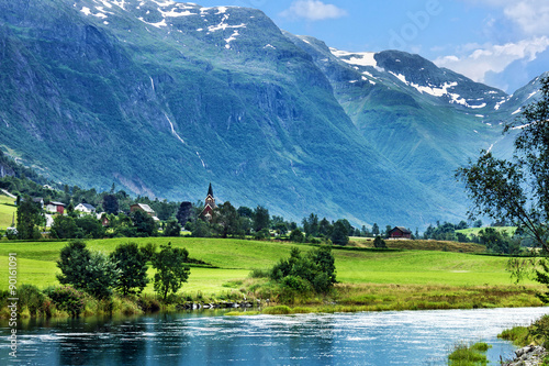 Norway - mountain landscape in village Olden.