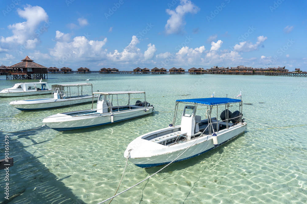 Boats with beautiful beach
