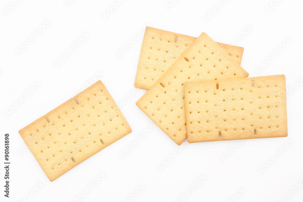 Biscuits or crackers on white background Biscuits or crackers on white background