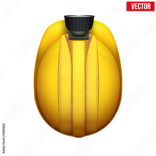 Classic vintage miners helmet with lamp. Top view. Vector