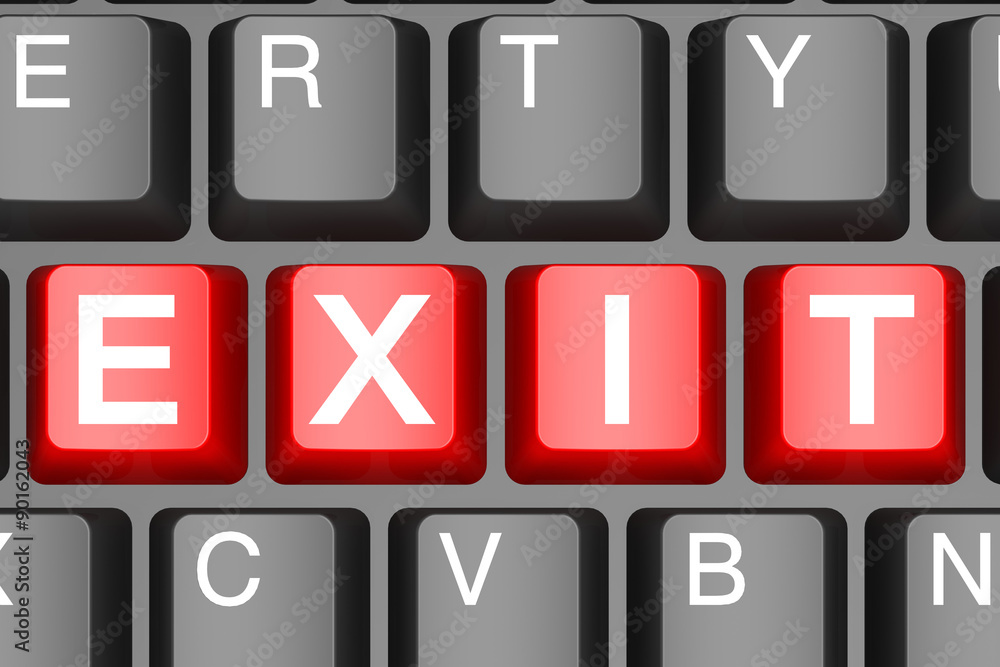 Red exit button on modern computer keyboard Red exit button on modern computer keyboard