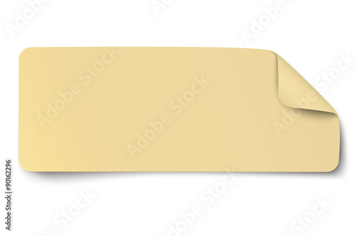 Rectangular yellow oblong paper sticker note