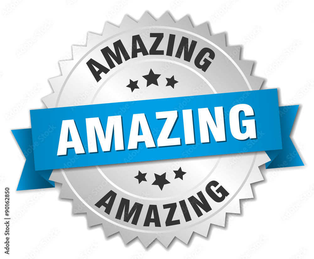 amazing 3d silver badge with blue ribbon amazing 3d silver badge with blue ribbon
