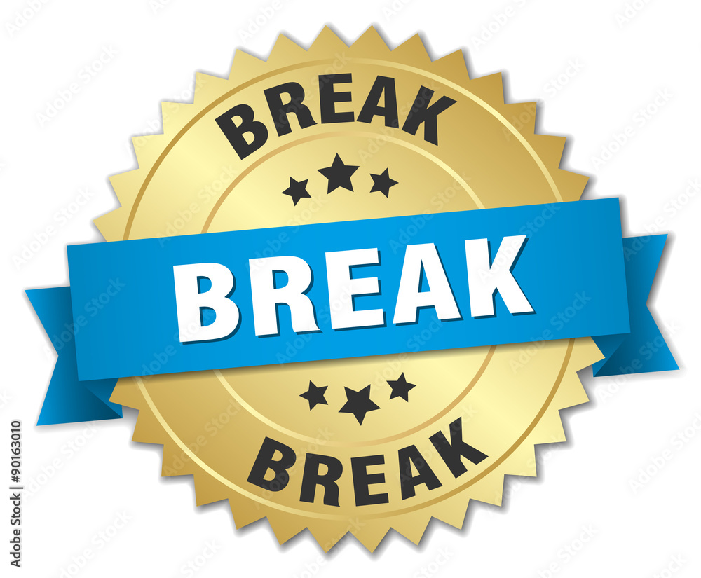 break 3d gold badge with blue ribbon break 3d gold badge with blue ribbon