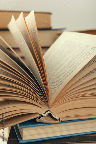 Heap of books close up